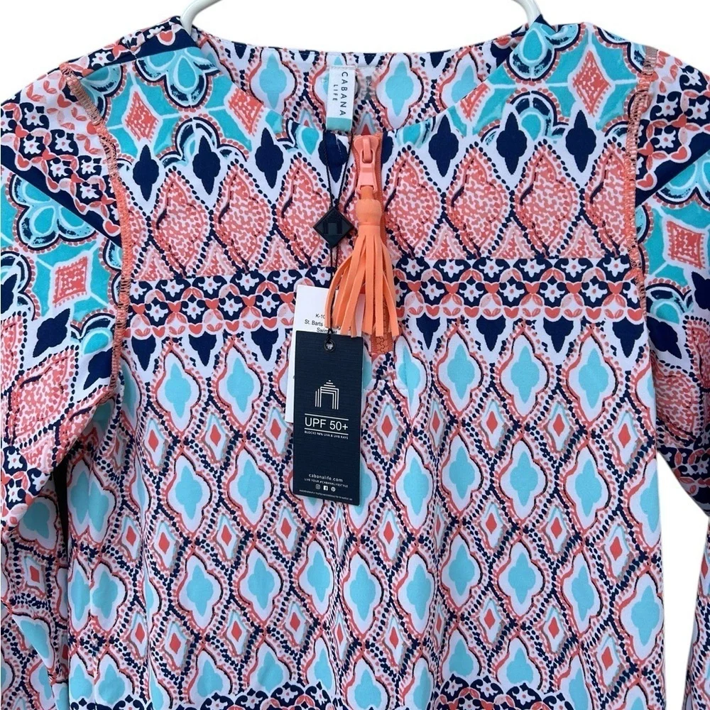 NWT Cabana Life Girl’s St. Barts Wash Guard Long Sleeve Swim Top - Size 12